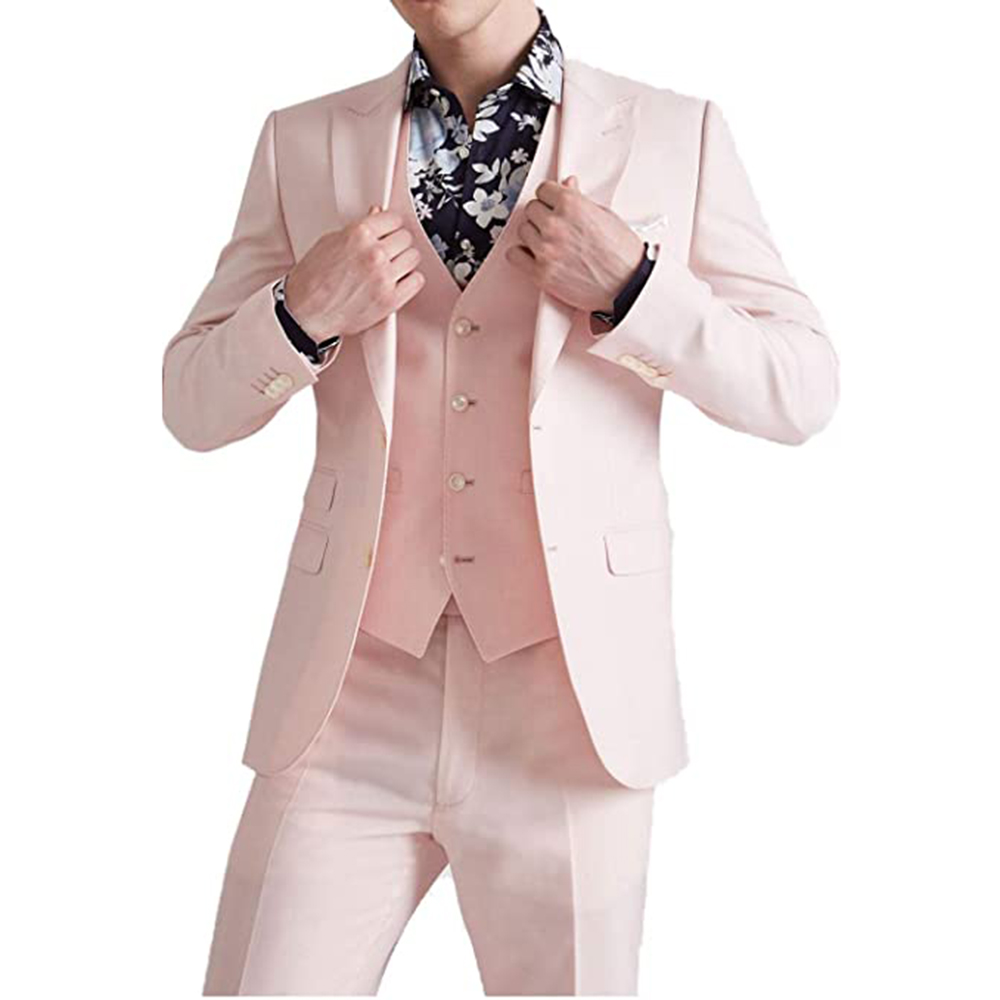 Men Formal Wear Pink - Summer Pink Suits Groom Wear Slim
