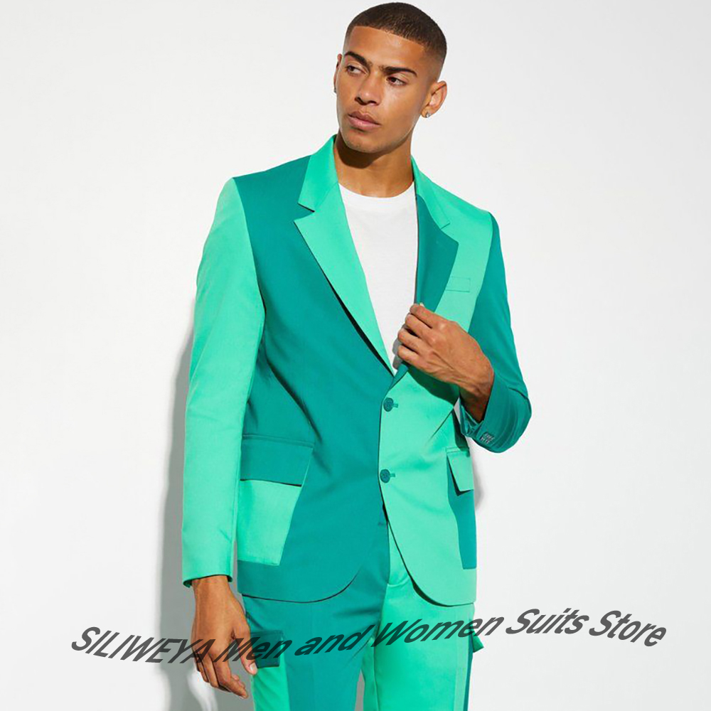 Men Formal Party Wear Dress - Stylish Men's Two-Tone Turquoise Blazer &