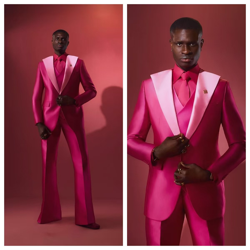 Pink Red Men Suit Set 2 Piece  - Men Formal Wear Pink review and price