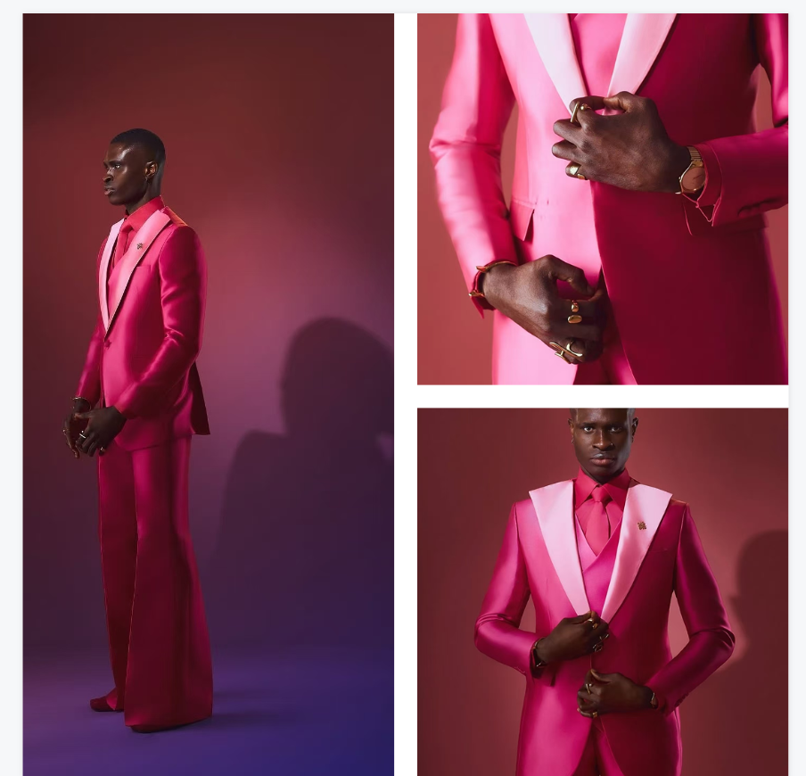 Pink Red Men Suit Set 2 Piece  - Men Formal Wear Pink review and price