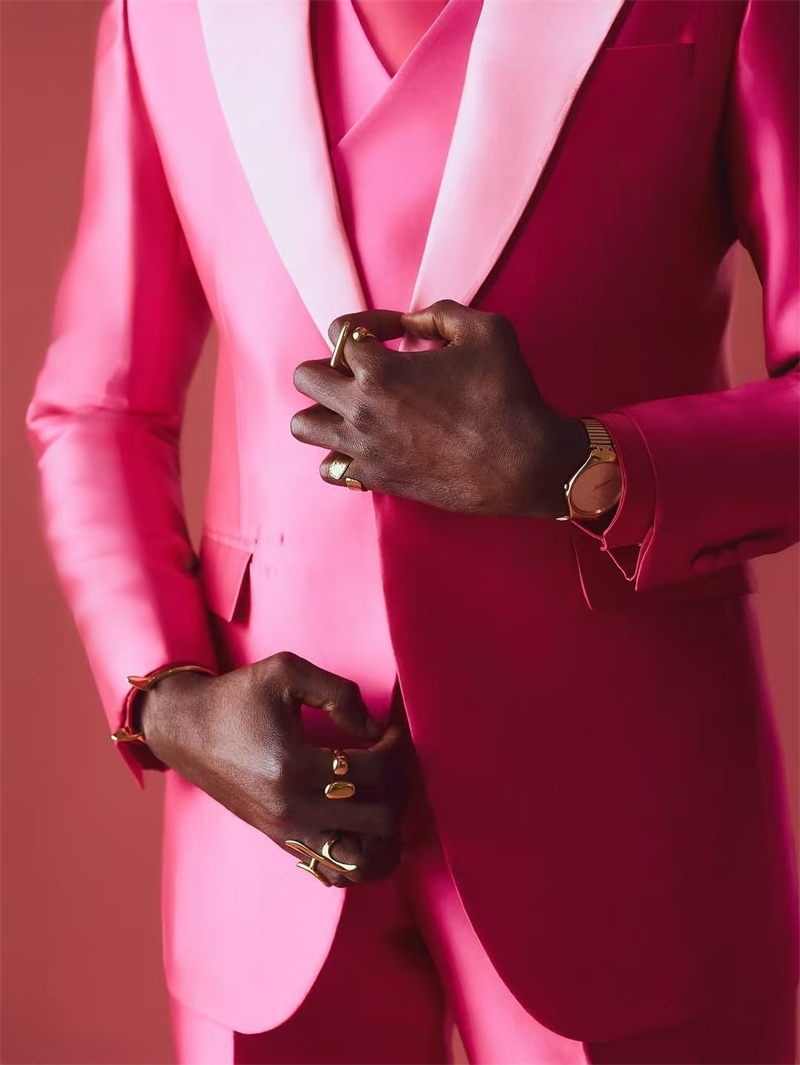Pink Red Men Suit Set 2 Piece  - Men Formal Wear Pink review and price