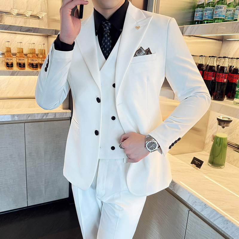 White Mens Suits 3 Pieces Slim - Men Formal Wear For Dinner review and price