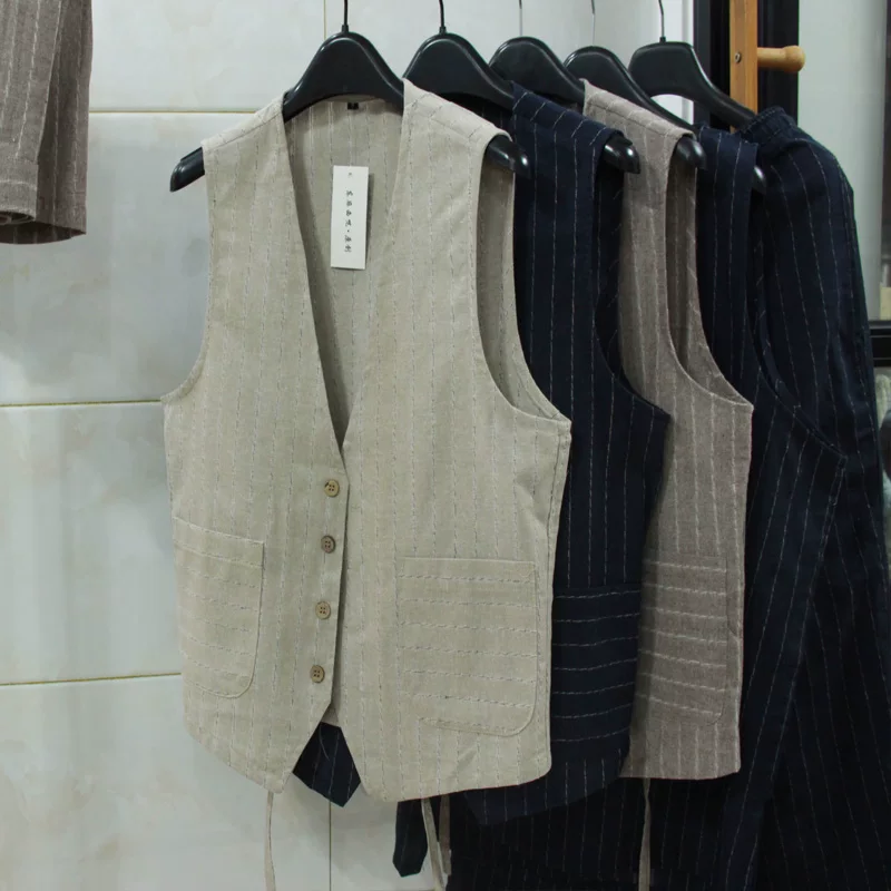 British Casual Linen Vest for  - Men Formal Wear For Summer review and price