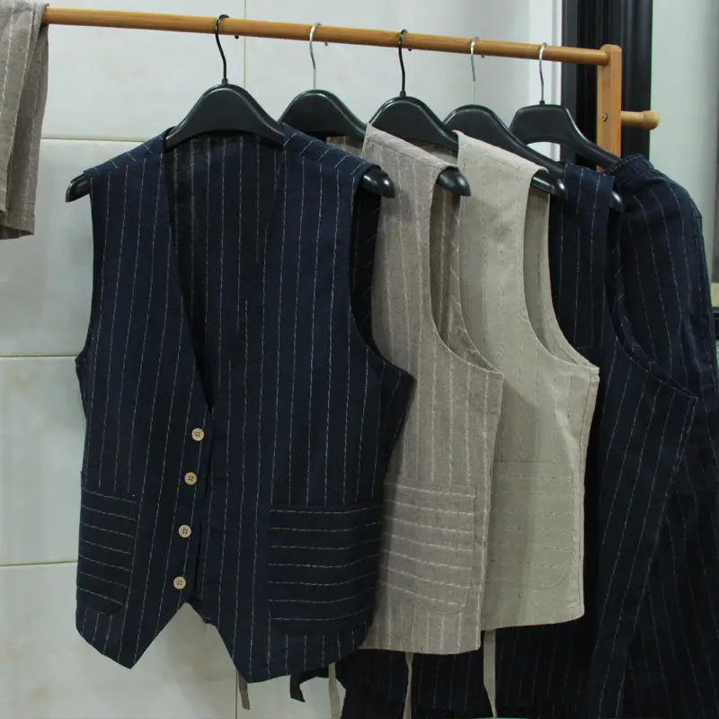 British Casual Linen Vest for  - Men Formal Wear For Summer review and price