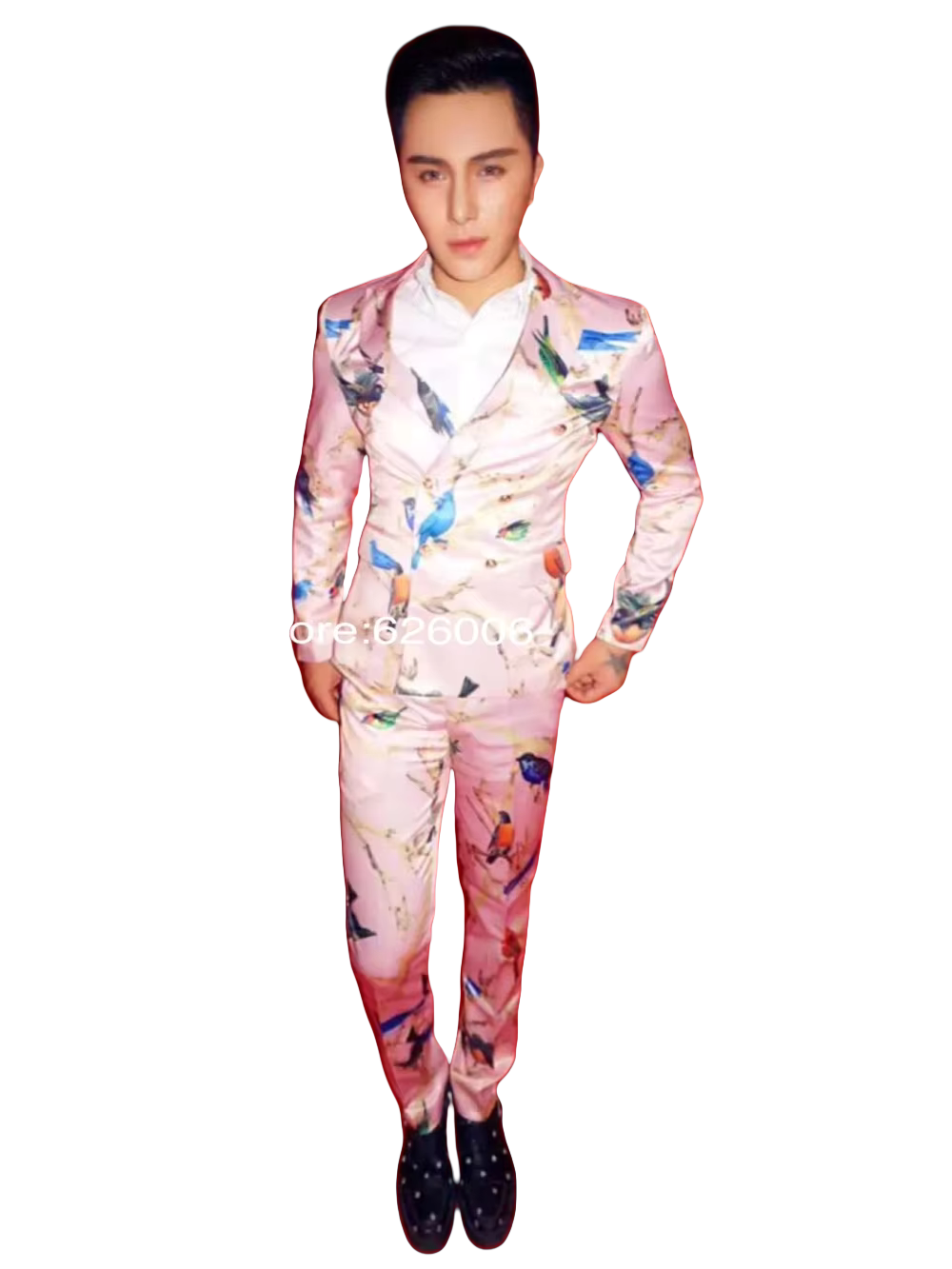Men's Fashion Flower Pink Bird - Men Formal Wear Pink review and price