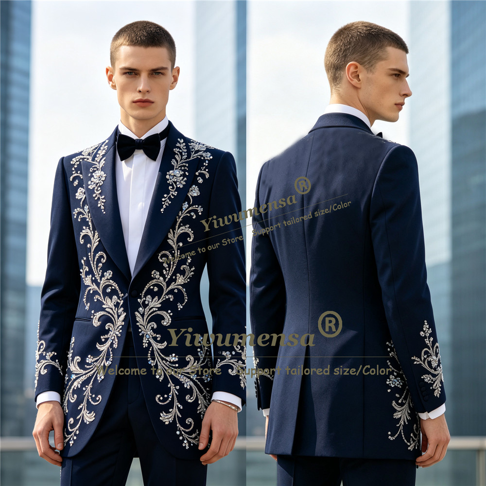 Luxury Crystals Beading Suits  - Men Formal Wear For Dinner review and price