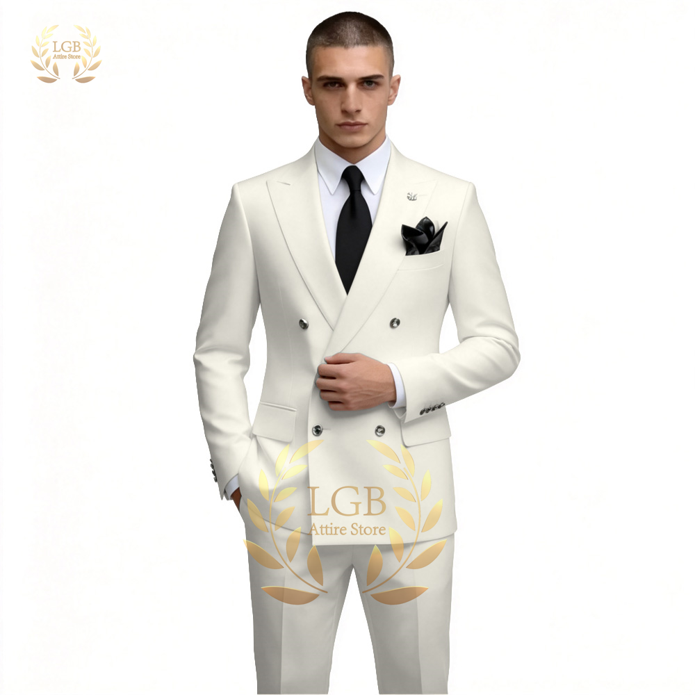 Men's White Double Breasted Su - Men Formal Wear For Dinner review and price