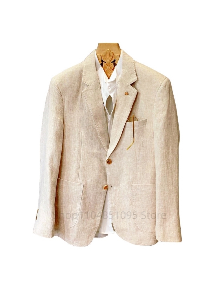 Beige Men Suit Linen Blazers J - Men Formal Wear For Summer review and price