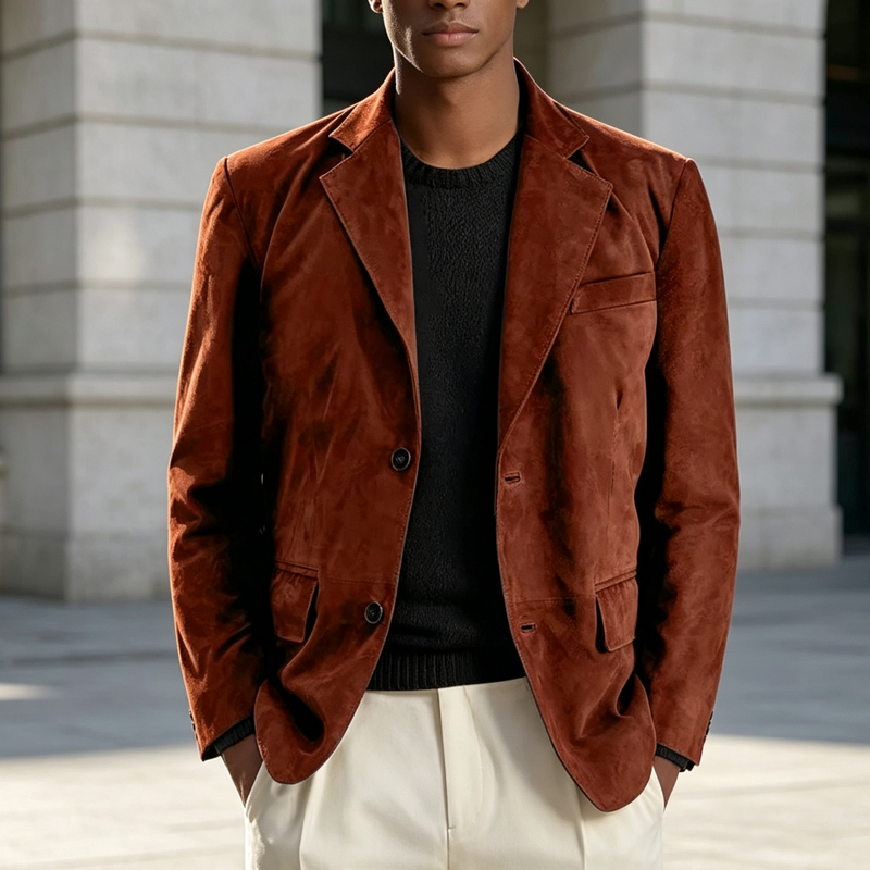Retro Men Faux Suede Blazer No - Men Formal Wear With Coat review and price