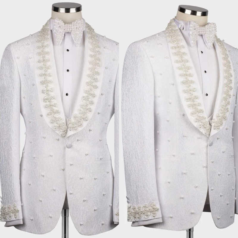 White Wedding Men Suits Fashio - Men Formal Wear With Coat review and price