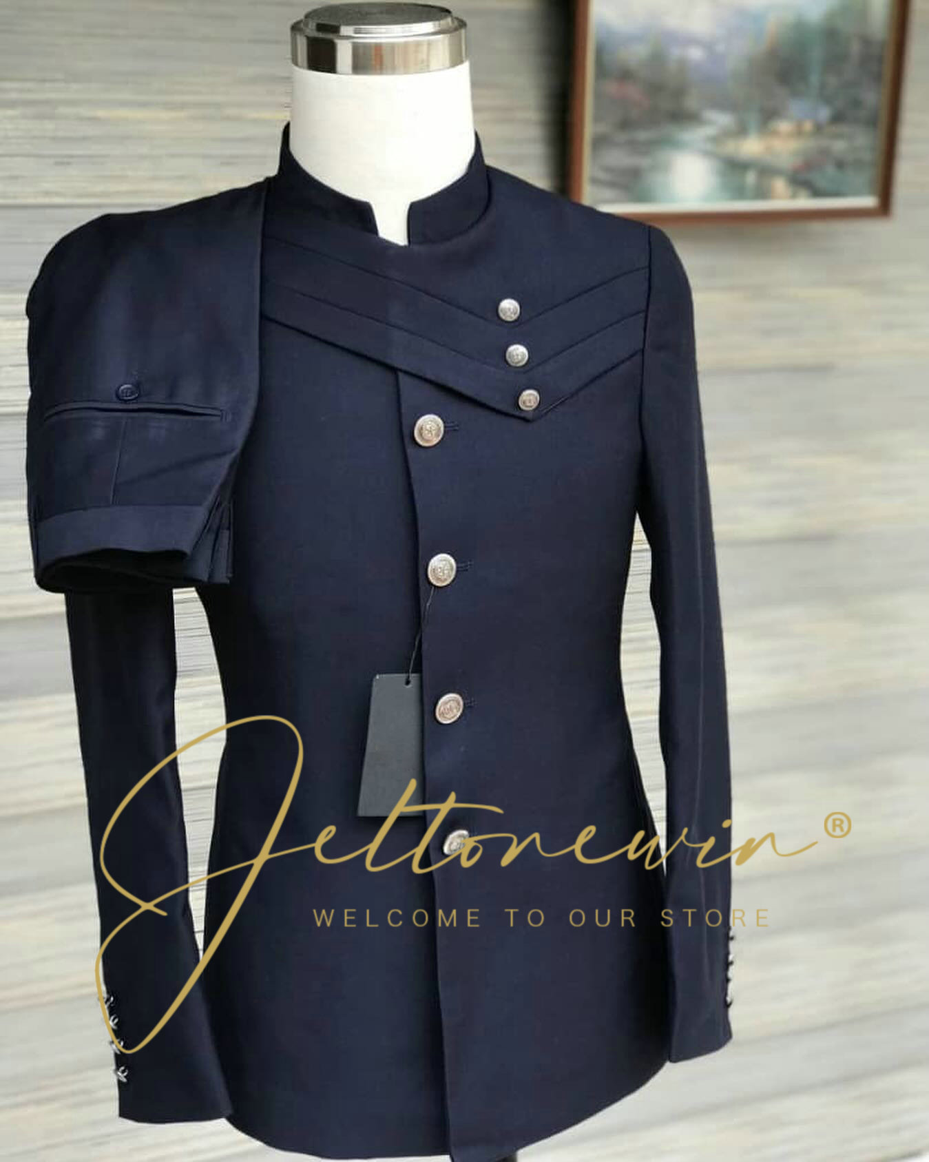 Men's Navy Blue Suit Set with  - Men'S Style Formal Wear review and price