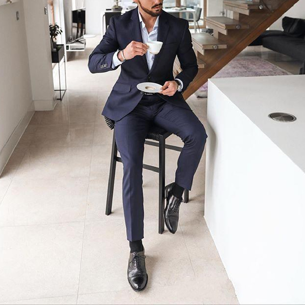 Navy Blue 2-Piece Men's Tuxedo - Men Formal Wear For Dinner review and price