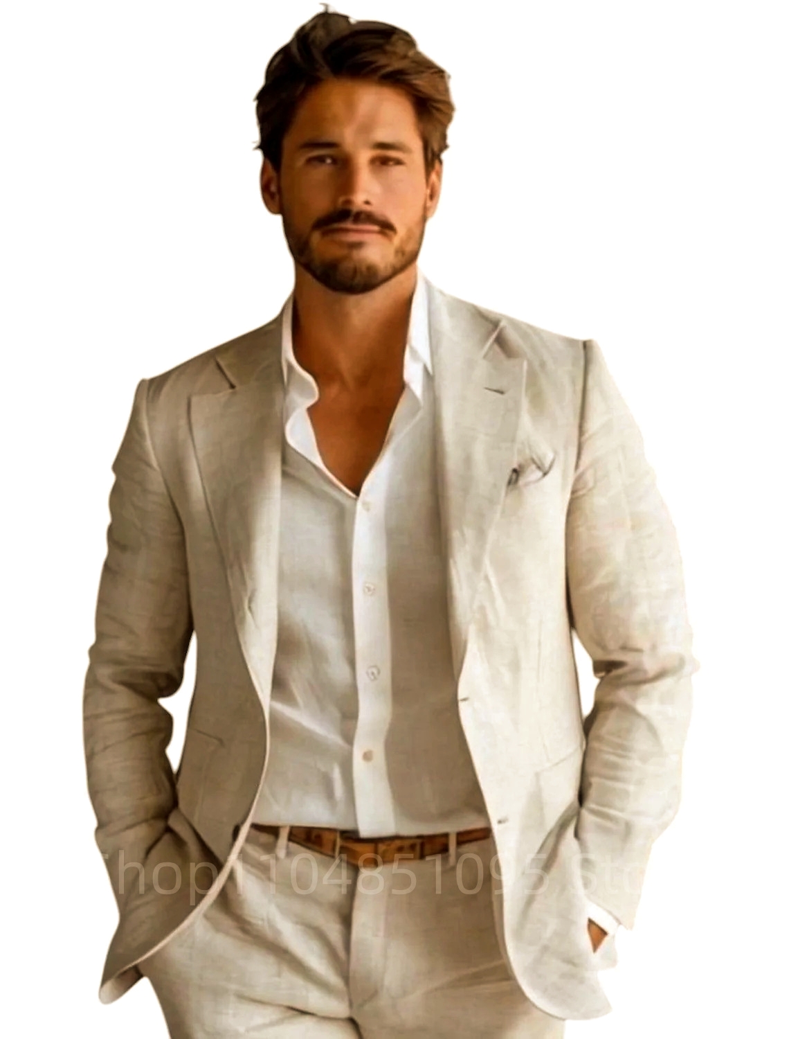 Blue Slim Fit Men's Linen Blaz - Men Formal Wear For Summer review and price