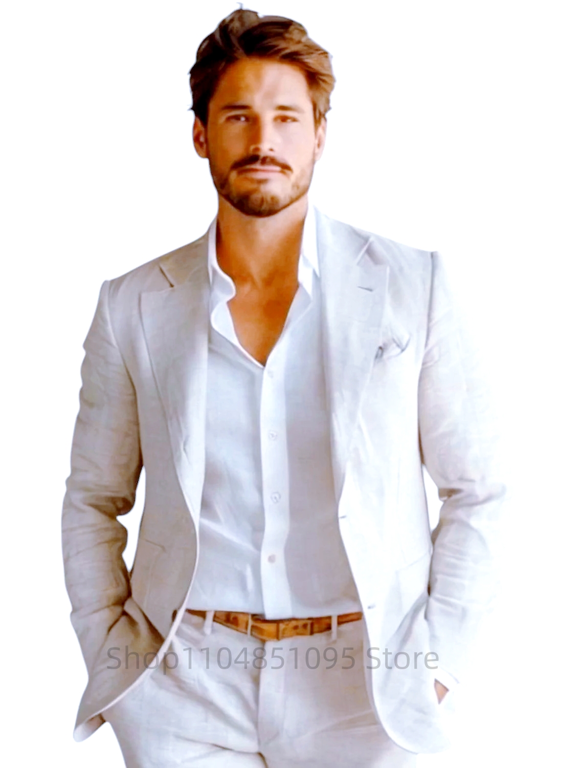 Blue Slim Fit Men's Linen Blaz - Men Formal Wear For Summer review and price